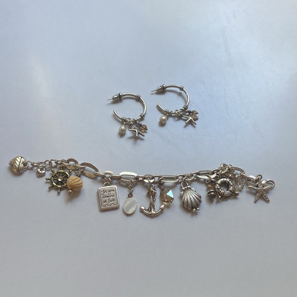 Brighton‎ Starfish Hoop Earrings with Pearl Accent and Beads Dangle - Picture 2 of 7